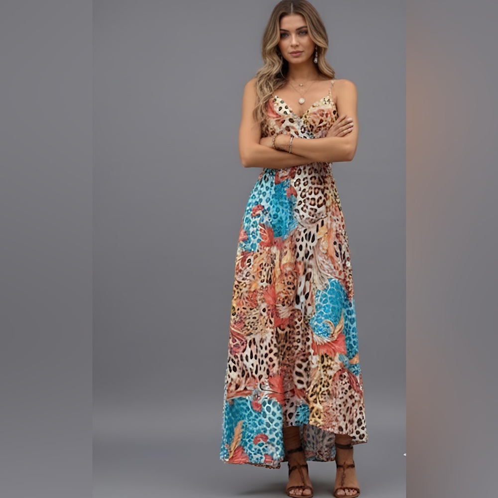 Leopard Print Cami Maxi Dress